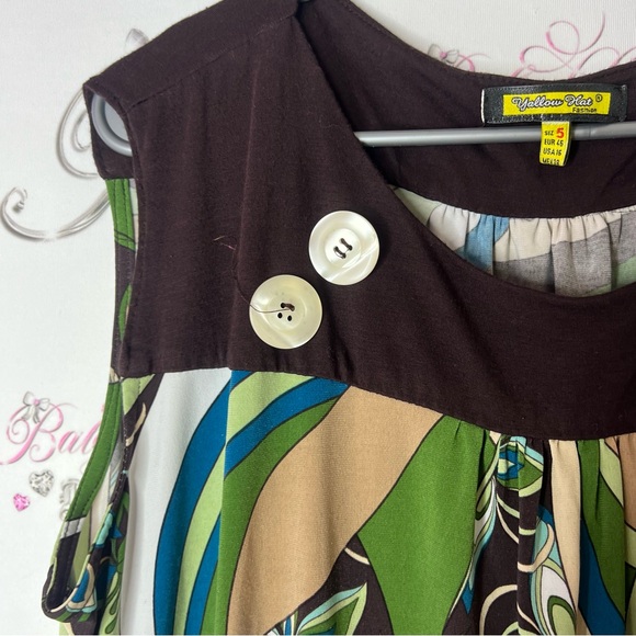 Yellow hat fashion tank top blouse swirl groovy Stylish Multicolor Women's Top - Picture 3 of 5